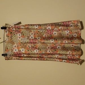Nwt Originality- Yellow Orange Floral Silky Midi Skirt